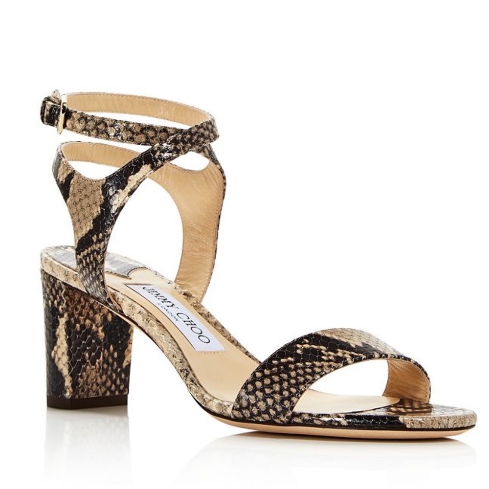 New Jimmy Choo Women's Marine 65 Snake-Embossed High-Heel Sandals, Size 39 / 8